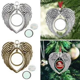 Pendant Necklaces Sublimation Wing Ornament Decorations Angel Shape DIY Po Blank Transfer Printing MDF Jewelry Making