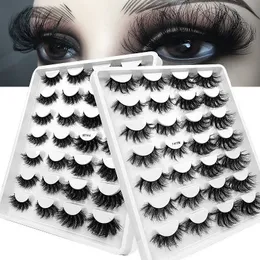 14 Par Crisscross Flufffy Faux Mink Eyelashs Förlängning 8D Tjock Curly Natural False Eyelashes