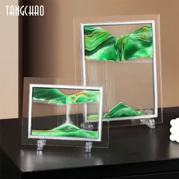 Home Decor 3D QuickSand Creative Hourglass Decor Art Office Sala de estar Decoração Fluxo Paisagem Presentes de Aniversário Crianças Presente 220406