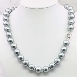 체인 패션 스타일 12MM 우아한 Silvers 그레이 쉘 진주 목걸이 비즈 쥬얼리 천연 석재 18 ''BV235 도매 PriceChains 차