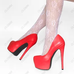 Olomm 2023 Neue Handgemachte Frauen Plattform Pumpen Stiletto Heels Runde Kappe Wunderschöne Rosa Grün Lila Nachtclub Schuhe Frauen UNS größe 5-20