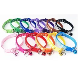 wholesale 100Pcs cat collar with bell safety Leads For Pets Collar puppy kitten Small Dog Collar Adjustable Buckle Accessories 201109