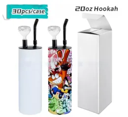 15oz 20oz Sublimation Hookah Tumbler with Smoking Pipe lid Sublimation Smoking Tumbler Stainless Steel Straight Tumbler 0513