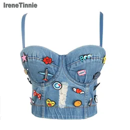 Irene Tinnie Sexy Cute Hole Cartoon Decoration Push Up Bustier Women's Bralette Cropped Top Vest Plus Size 220331