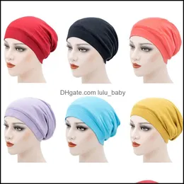 ビーニー/スキルキャップハット帽子スカーフグローブファッションアクセサリー女性ヘアケア綿サテンソリッドカラーナイトスリープハットdh6pn