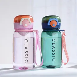 Bottiglia d'acqua da 400 ml portatile per la sicurezza sportiva all'aria aperta PC in plastica stile carino per bambini ragazze studente regalo tazza per bere personalizzata 220706