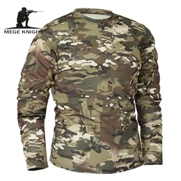 MEGE BRAND Odzież Autumn Spring Men Long Rleeve taktyczny kamuflaż Tshirt Camisa Masculina Szybka koszula wojskowa wojskowa 220813