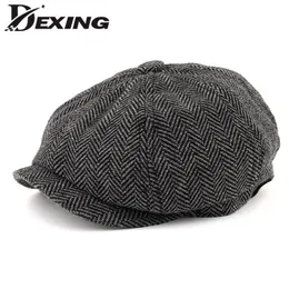 Мужчины восьмиугольные бретские бреты елочки gatsby твидовые шляпы мужской шляп Beret Peaky Harders Spring Women Flat Beret Hats T200104