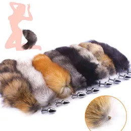Separable Anal Plug Real Fox Tail Butt Plugs For Women Adults Sex Game Products Women Men Sex Toys For Couple Cosplay Y220427