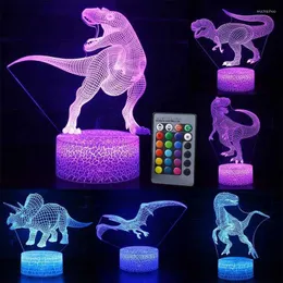 Lâmpadas de mesa Controle remoto Touch Controle 3D Night Light Light Dinosaur Series 7/16 Lâmpada de mesa de troca de cor CRIANÇAS CRIANÇAS DO DOMORAGEM HOME