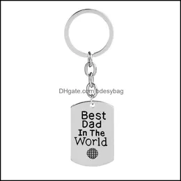 Portachiavi Gioielli Fashion Lettering For Men B Est Dad In The World Cross Round Heart Mama Bear Sier Love Son Keychain Fathers Mothers Day Co