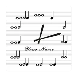 Notes With Your Custom Name Square Acrylic Hanging Clock ian Gift Personalized Music Studio Wall Decor Art Watch 220615