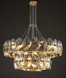 E14 Pełna miedziana luksusowa lampa kryształowa lampa salonowa Villa High-end nowoczesna minimalistyczna restauracja sypialnia wystawa Hall żyrandel