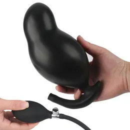 Uppblåsbar anal dildo pump silikon super stor rumpa pluggstimulering anus vagina dilator prostata massage sexiga leksaker för män kvinnor