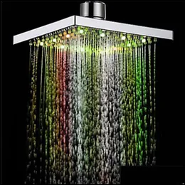 1pc duş kafa kare hafif yağmur suyu 26 ev banyo LED Dropship için 7 renk değiştirme Nisan12 Damla Teslimat 2021 Kafa musluklar duşları