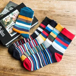 Herrensocken Winter Herren Warme Farbe Gestreift Mode Große Größe Hochwertige gekämmte Baumwolle Lässig 1 PaarHerren