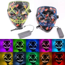 Halloween LED Mask Light Up Masquerade Parties Festival Cosplay Glow in the Dark Face Wire Ghost Masks Costume 3 Lighting Lägen Karneval Festival Party Parts