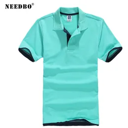 Needbo Polo Shirt Men Botton plus size Slim Shirt Wysokiej jakości koszulki Marki Mężczyzn Polo Shirt krótkie rękaw T Summer Polo Homme 210308
