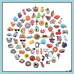 Shoes Random Cartoon Animal Fruit Beach Soft Rubber Pvc Charms For Clog jibtz Bracelet Decoration Part Gift Drop Del mix randomly