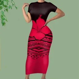 Noisydesigns Vestidos De Verano Summer Red Plumeria Flowers Print Maxi Long Dress Bodycon Outfits Woman Party Clubwear 4XL 220627