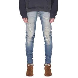 Jeans masculinos Autumn Men Fashon Casual Skinny Hole Hole, estilo mendigo, calças masculinas finas do hip hop jeans de jeans