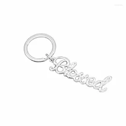 Nyckelringar Anpassa design Fashion Metal English Letter Words Tro Hope Blessed Charm Key Chain Rings smycken Miri22