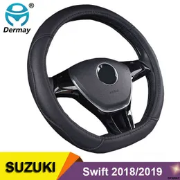 D Shape Car Volta de carro Capa de couro PU para Suzuki Swift 2018 2019 Braid no volante Acessórios para carros J220808