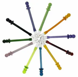 Smoking Colorful Pyrex Thick Glass Spoon Oil Rigs Wig Wag Shovel Scoop Dabber Tip Straw Nails Portable Bong Hookah Herb Tobacco Snuff Snorter Sniffer Tool Holder DHL