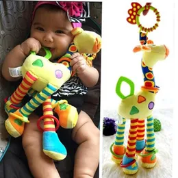 Plüsch -Säuglingsspielzeug Babyentwicklung Giraffe Tierhandbellen Rasseln Griff Spielzeug Kinderwagen hängen teether Baby Spielzeug 012 Monate 220531