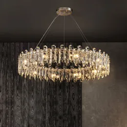 Muhteşem kristal led avize lambası yuvarlak altın aydınlatma fikstürü lüks süspansiyon lambası ev dekor oturma odası yemek bar mutfak