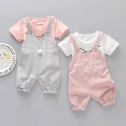 LZH Summer Baby Girls Clothes Tshirtoveralls 2pcs وضعت ملابس الأطفال غير الرسمية للملابس الأطفال 1 2 3 4 سنوات 220608