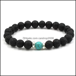 Beaded Strands Lava Stone Beads Armband Natural Black Essential Oil Diffuser Elastic Armband Volcanic Rock P￤rled Han Carshop2006 DHG1J