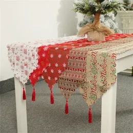Świąteczna dekoracja lniana z nadrukiem tkaniny tkaniny dekoracje podkładki do home biegacza flagi y201020