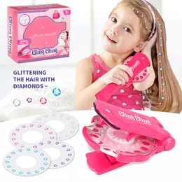 DIY Girls Hair Design Shoes Sticker Blingers Gem Stamper Kit Pretend Makeup Toy Crystal rhinestones Art Decoration for 220725