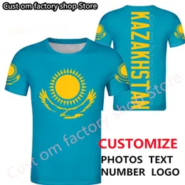 Казахстанская футболка DIY DIY Бесплатное название номера футболка казана флаг флаг российский казахский загородный колледж.