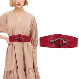 Belts Women's Fashion Wide Waist Belt Elastic Stretch With Interlock Buckle Food Vegan BuckleBelts