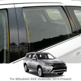 6st CAR Window Center Piller Sticker PVC Trim Anti-Scratch Film för Mitsubishi ASX Outlander ZJ ZK 2013-Presen Auto Accessories294U