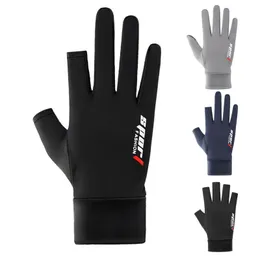 Andra sportvaror Ice Silk Two-Finger Full-Finger halvfinger Ice-ärmhandskar Utomhusfiske och Cycling Anti-UV Anti-SKID Bortable Elastic and Cool