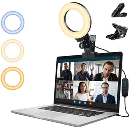 Proteable Selfie Ring Light for Laptop Computer Desktop YouTube Ring Lamp Video 3 Färglägen LED -belysning med hållare Clip#G3