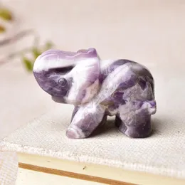 장식용 물체 인형 자연 크리스탈 드림 Amethys Elephant Amethyst Animals Igurine Stone Crafts 작은 장식 가정 장식 chr.