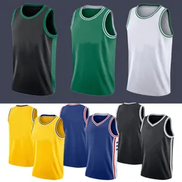 2022 Niestandardowe męskie koszulka do koszykówki zszyta biała czarna zielona niebieska logo haftowe zużycie koszykówki s-xxl