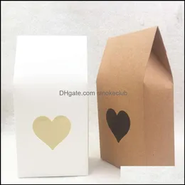 Paper Products Office School Supplies Business Industrial 50Pcs Brown/White Handmade Candy Bags Brown Stand Up Window Gift Boxes For Weddi
