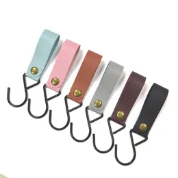 Pu Leather keychain Hook Outdoor Camping Tripod Clothes Storage Bag Keychains Hanger Hooks Hiking Hanging Shelf Suppliers Key Ring Thanksgiving Father's Day Gift
