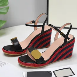 New Ladies Luxurious designer Wedge Platform Sandals One can be worn with socks Fashion delicate and breathable Wear on the foot trend Two height heels 8Cm and 13Cm