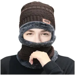 Beanie/Skull Caps Winter Women Skullies Thermal Plush Hat Scarf Woolen Girl Cap Cycling Windproof Beanies Two-piece Female Suit BonnetBeanie