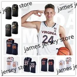 2022 NCAA 맞춤형 UVA 버지니아 스티치 대학 농구 유니폼 95 Adeeb Atariwa 0 Ryan Attaway 40 Chris Barfield 52 Joe Bissinger 0 Sam Bond Luke Byrne Jerseys