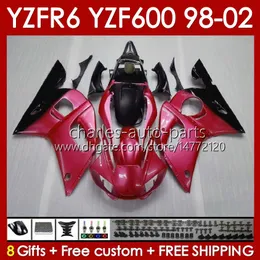 Yamaha Yzf R6 R 6 YZF600 600CC YZFR6 98 99 00 2001 2002 Vücut 145No.182 YZF 600 CC YZF-600 98-02 Cowling YZF-R6 1998 1999 2000 01 02 OEM kaplama Glossy Blk Blk