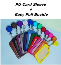 PU Material Id Badge Files Business Files Plastic Plastic Pull Bluckle School Hospital Work Card Card Telescopic Bluckle