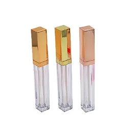Empty Clear Square Shaped Lip Gloss Refillable Bottle High Grade Elegant 4ML Portable Cosmetic Packaging Plastic Lip Glaze Tubes Container