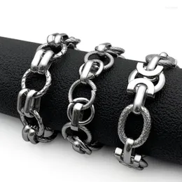 Link Chain Domineering Bracelets Mens On Hand Stainless Steel Large Bracelet Hip Hop Rock Charm Homme Accessories Wholesale Trum22